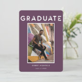 Moderne Paarse Typografie Foto 2022 Afstuderen Kaart (Staand voorkant)