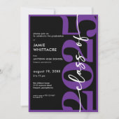 Moderne Paarse Typografie Graduation Party Kaart (Voorkant)