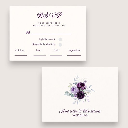 Moderne Paarse Typografie RSVP Kaart