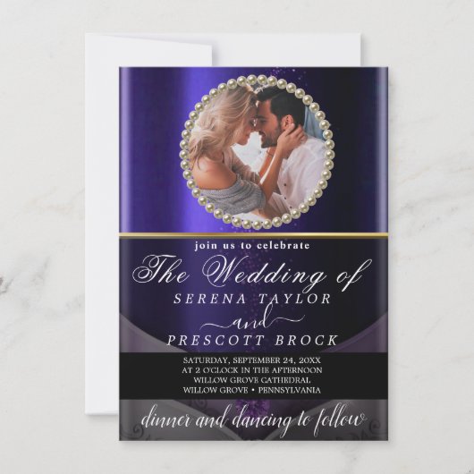 Moderne Paarse uitnodiging tot het uitzenden van e (Voorkant)