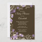 Moderne Paarse uitnodiging voor het Baby shower va (Voorkant)