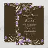 Moderne Paarse uitnodiging voor het Baby shower va (Voorkant / Achterkant)