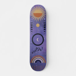 Moderne Paarse urbane zon Star Rainbow Girly Persoonlijk Skateboard