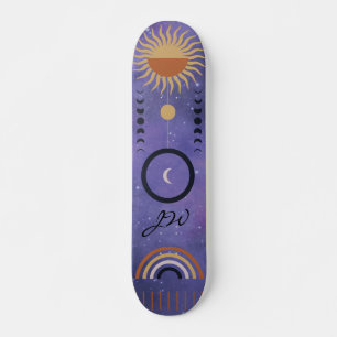 Moderne Paarse urbane zon Star Rainbow Girly Persoonlijk Skateboard