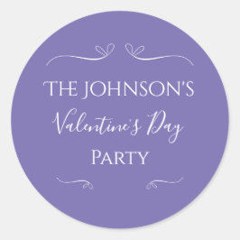 Moderne Paarse Valentijnsfeestje Ronde Sticker
