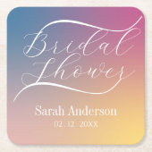 Moderne paarse verloop Ombre Script Bruiloft Feest Kartonnen Onderzetters (Voorkant)