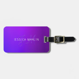 Moderne paarse verloopnaam & monogram  bagagelabel