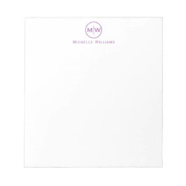 Moderne Paarse Violet Cirkel twee monogram Initiaa Notitieblok