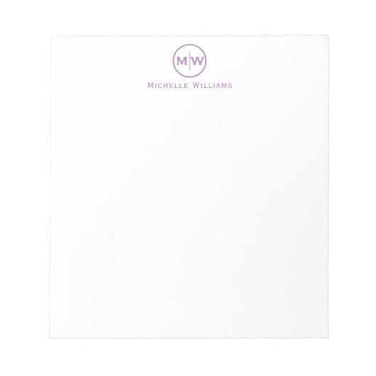 Moderne Paarse Violet Cirkel twee monogram Initiaa Notitieblok (Voorkant)