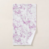Moderne Paarse Violet Glitter Folie Wit Marmer Bad Handdoek (Handdoek)