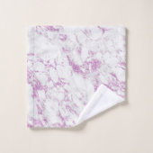 Moderne Paarse Violet Glitter Folie Wit Marmer Bad Handdoek (Wasdoekje)