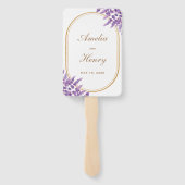 Moderne Paarse Violet Lavenders Bloemenbruiloft Handwaaier (Achterkant)