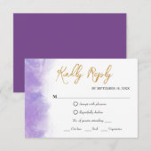 Moderne Paarse Violet RSVP-kaart RSVP Kaartje (Voorkant / Achterkant)