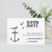  moderne Paarse vogelgriep RSVP Kaartje (Staand voorkant)