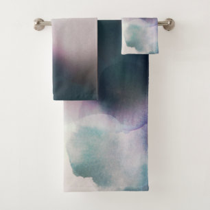 Moderne Paarse Waterverf Abstract Bad Handdoek