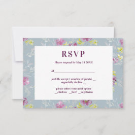 Moderne paarse waterverf bloem RSVP Sage Card Kaartje