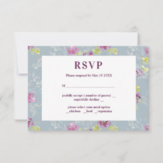 Moderne paarse waterverf bloem RSVP Sage Kaart