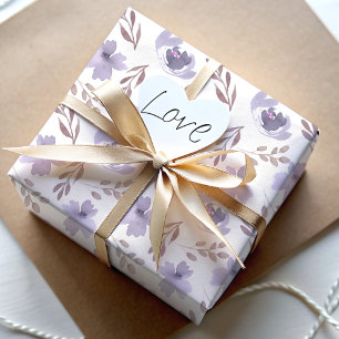Moderne paarse waterverf bloempatroon  cadeaupapier