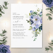 Moderne Paarse Waterverf botanische bruiloft Kaart