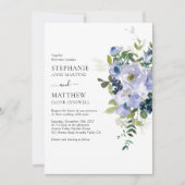 Moderne Paarse Waterverf botanische bruiloft Kaart (Voorkant)