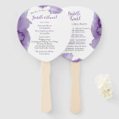 Moderne Paarse Waterverf bruiloft Handwaaier (Voorkant en achterkant)