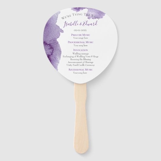 Moderne Paarse Waterverf bruiloft Handwaaier (Voorkant)