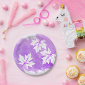 Moderne paarse waterverf en paarse bladeren papieren bordje (Feest)