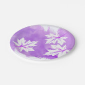 Moderne paarse waterverf en paarse bladeren papieren bordje (Gekanteld)