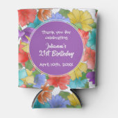 Moderne Paarse Waterverf Floral 21e verjaardag Blikjeskoeler (Voorkant)