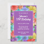 Moderne Paarse Waterverf Floral 21e verjaardag Kaart (Voorkant)