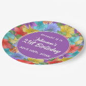 Moderne Paarse Waterverf Floral 21e verjaardag Papieren Bordje (Gekanteld)