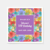 Moderne Paarse Waterverf Floral 21e verjaardag Servet (Voorkant)