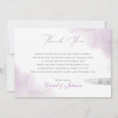 Moderne Paarse Waterverf Floral Baby Girl Shower Bedankkaart (Achterkant)