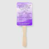 Moderne Paarse Waterverf foto bruiloft Programma H Handwaaier (Achterkant)