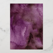 Moderne Paarse Waterverf Gold Foil Wedding Folie Uitnodiging (Achterkant)