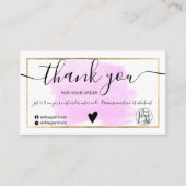 Moderne paarse waterverf gouden folie orde dank u visitekaartje (Voorkant)