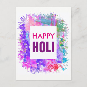 Moderne Paarse Waterverf Holi Geluk Briefkaart