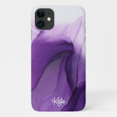  Moderne Paarse Waterverf Ink met naam Case-Mate iPhone Case (Achterkant)
