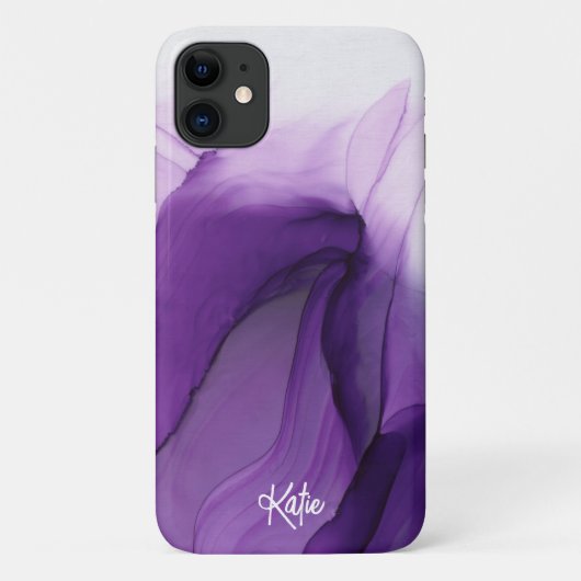  Moderne Paarse Waterverf Ink met naam Case-Mate iPhone Case (Achterkant)