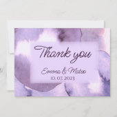 Moderne paarse waterverf met geweld bedankkaart (Voorkant)