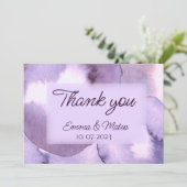 Moderne paarse waterverf met geweld bedankkaart (Staand voorkant)