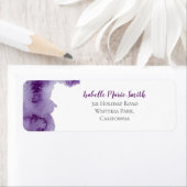 Moderne Paarse Waterverf Paint Spetter Bruiloft Etiket (Insitu)