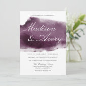 Moderne Paarse Waterverf Splash Wedding Kaart (Staand voorkant)