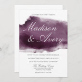 Moderne Paarse Waterverf Splash Wedding Kaart (Voorkant / Achterkant)