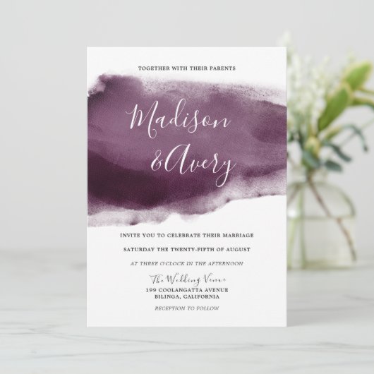 Moderne Paarse Waterverf tussen ridderverf en plas Kaart (Staand voorkant)