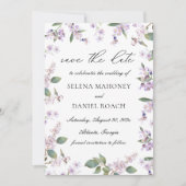 Moderne Paarse Waterverf Wildflower Bruiloft Save The Date (Voorkant)