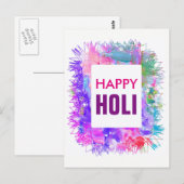 Moderne Paarse Waterverven Happy Holi Briefkaart (Voorkant / Achterkant)