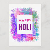 Moderne Paarse Waterverven Happy Holi Briefkaart (Voorkant)