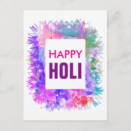Moderne Paarse Waterverven Happy Holi Briefkaart