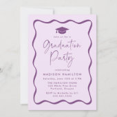 Moderne Paarse Wavy Lijst foto afstudeerfeest Kaart (Voorkant)